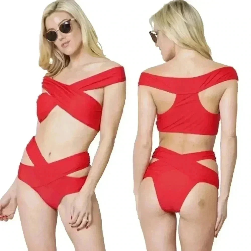 "Babs" Red Bondage Bikini